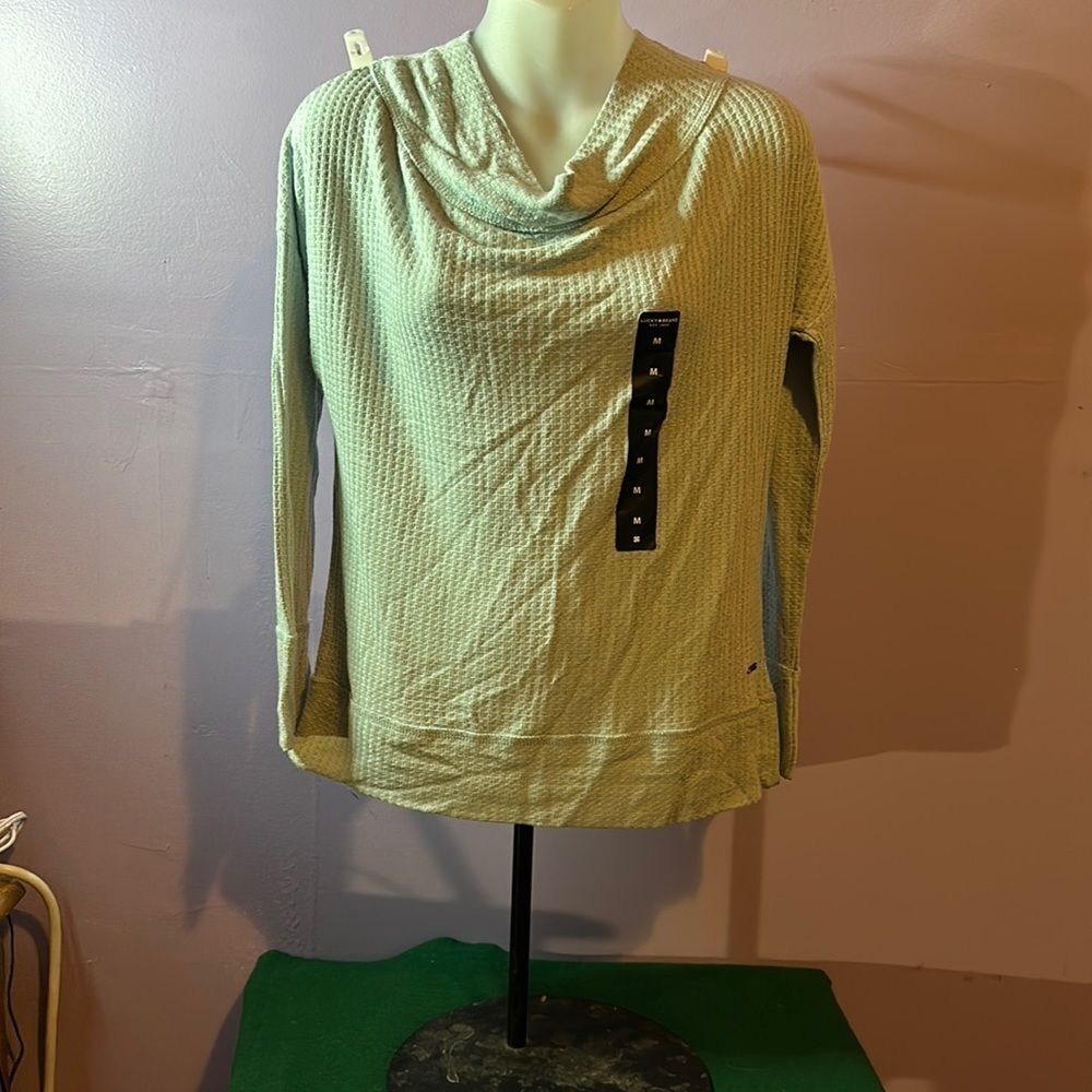 Lucky Brand Pale Green Long Sleeve Waffle Thermal Top Women’s Size Medium